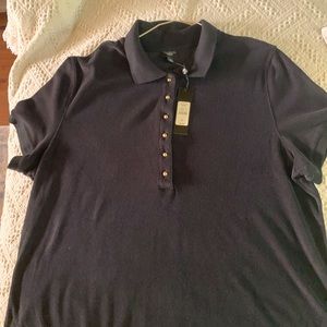 Talbots Women French Terry Black Polo. NWT